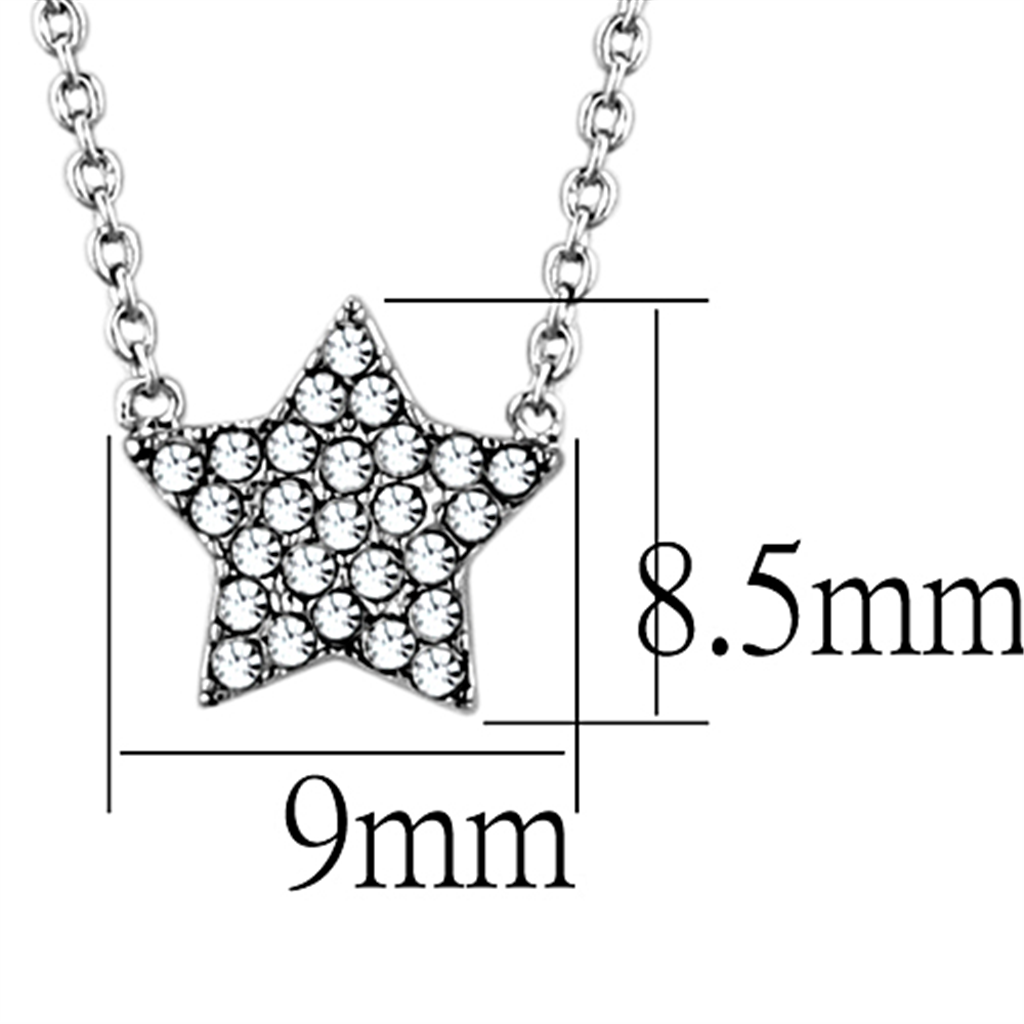 LO3225 - Brass Necklace Rhodium Women Top Grade Crystal Clear