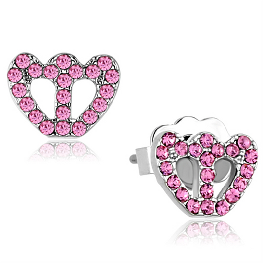 LO3231 - Brass Earrings Rhodium Women Top Grade Crystal Rose