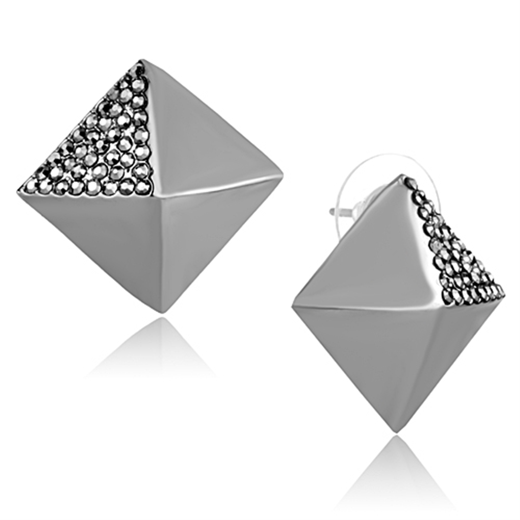 LO3283 - Brass Earrings Ruthenium Women Top Grade Crystal Hematite