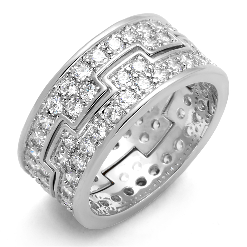 LO3348 - Brass Ring Rhodium Women AAA Grade CZ Clear