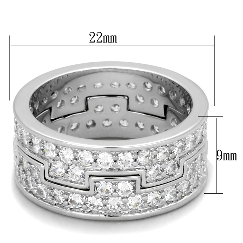 LO3348 - Brass Ring Rhodium Women AAA Grade CZ Clear