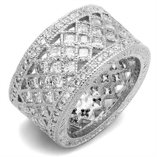 LO3350 - Brass Ring Rhodium Women AAA Grade CZ Clear