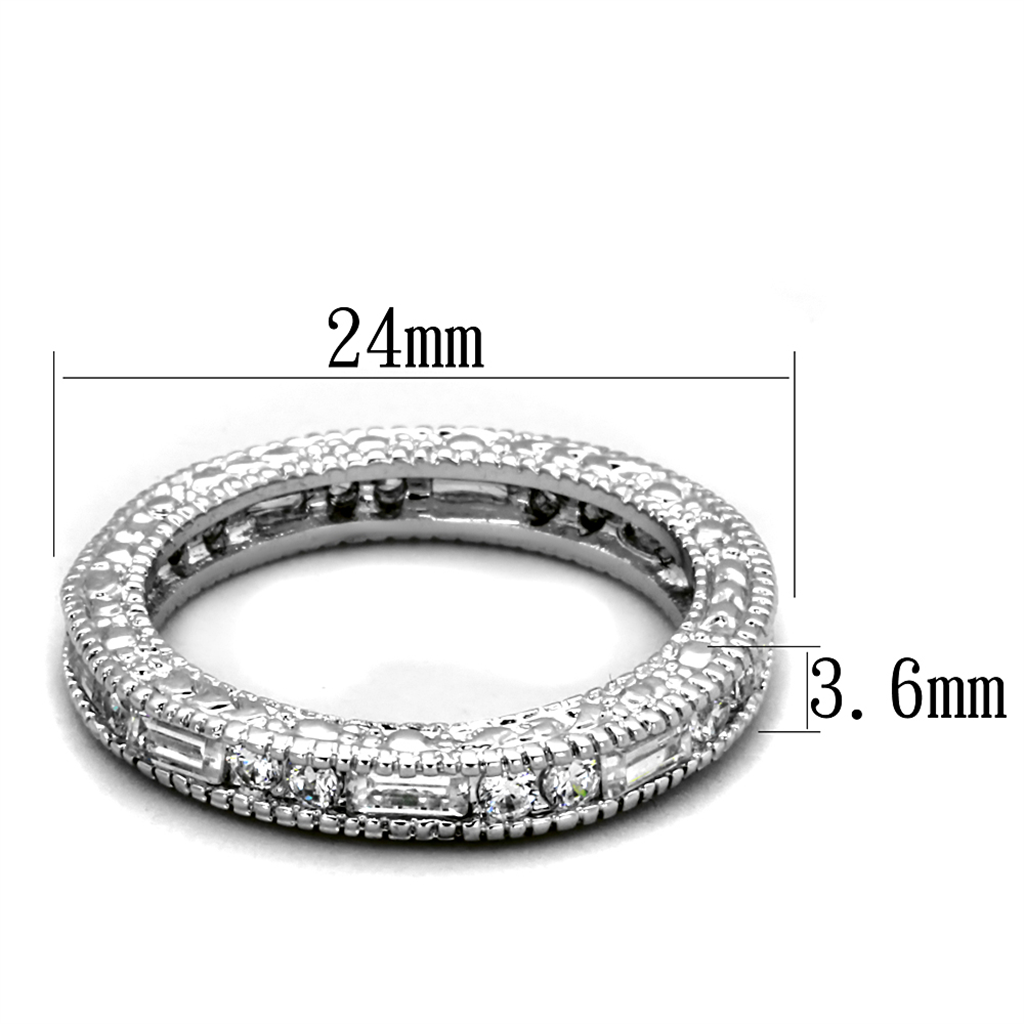 LO3558 - Brass Ring Rhodium Women AAA Grade CZ Clear