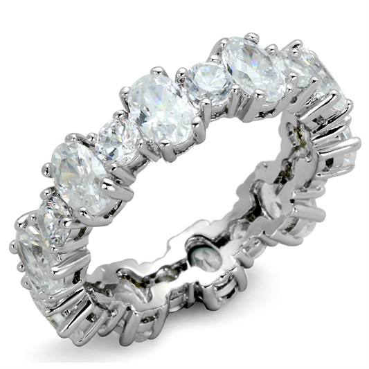 LO3561 - Brass Ring Rhodium Women AAA Grade CZ Clear