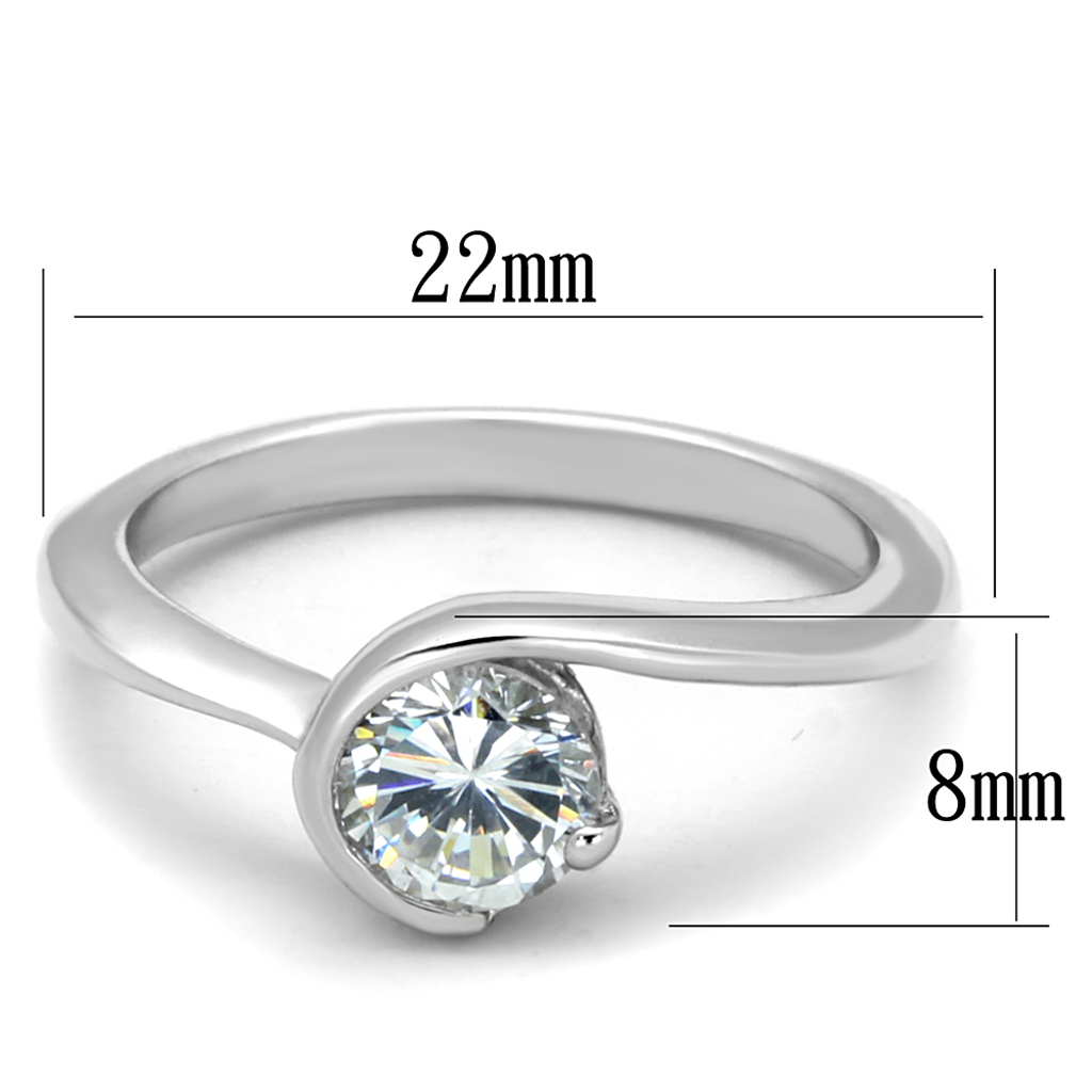 LO3639 - Brass Ring Rhodium Women AAA Grade CZ Clear