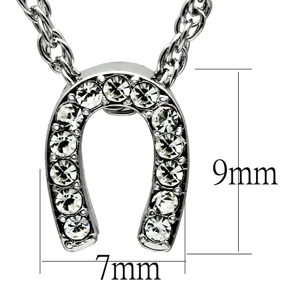 LO3719 - Brass Chain Pendant Rhodium Women Top Grade Crystal Clear