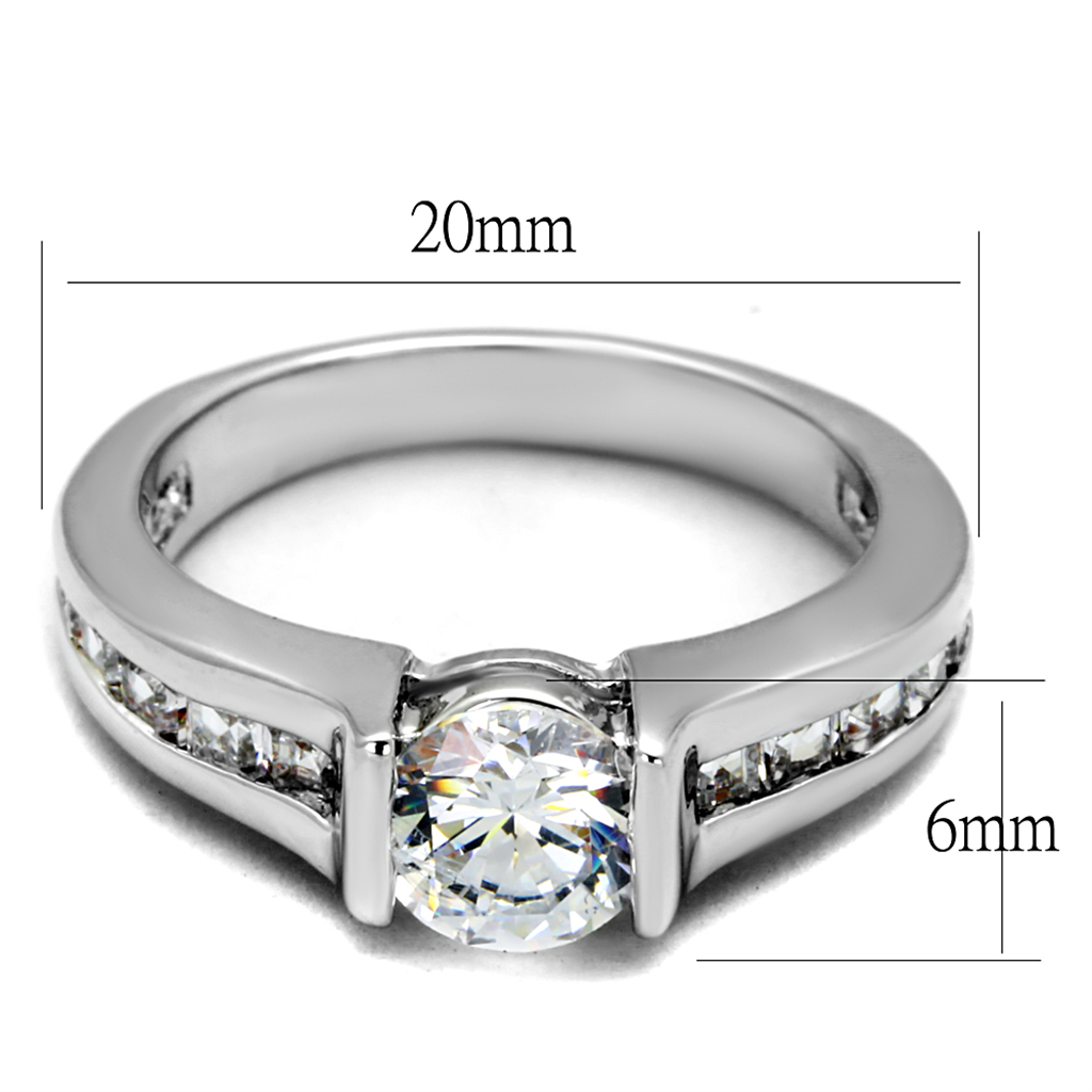 LO3744 - Brass Ring Rhodium Women AAA Grade CZ Clear