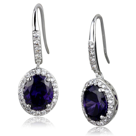 LO3771 - Brass Earrings Rhodium Women AAA Grade CZ Amethyst