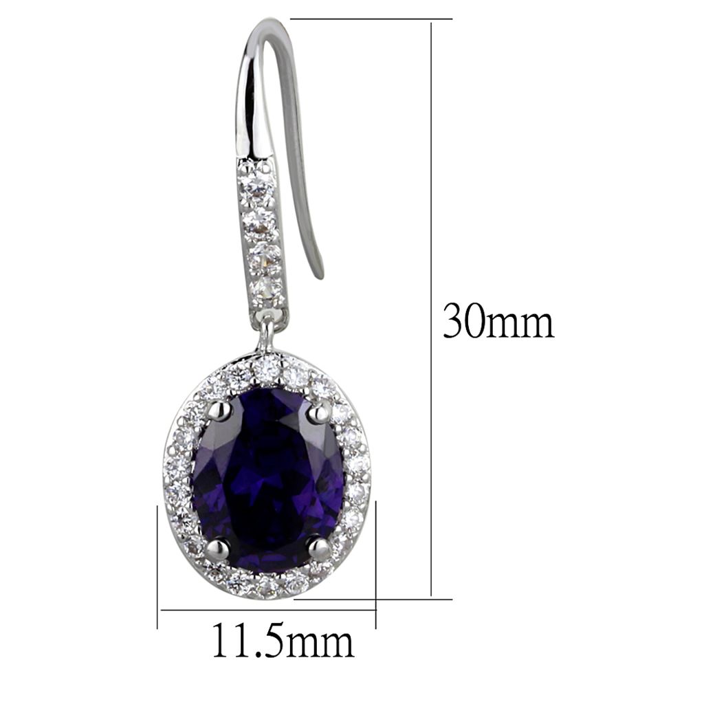 LO3771 - Brass Earrings Rhodium Women AAA Grade CZ Amethyst