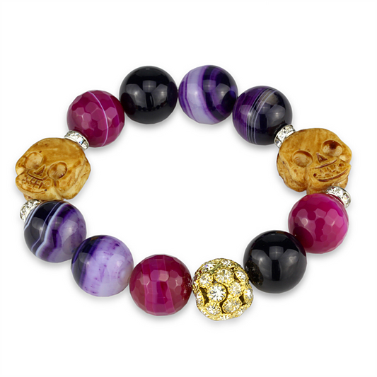 LO3775 - Brass Bracelet Gold+Rhodium Women Synthetic Multi Color