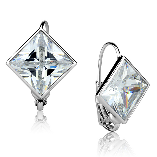 LO3868 - Brass Earrings Rhodium Women AAA Grade CZ Clear