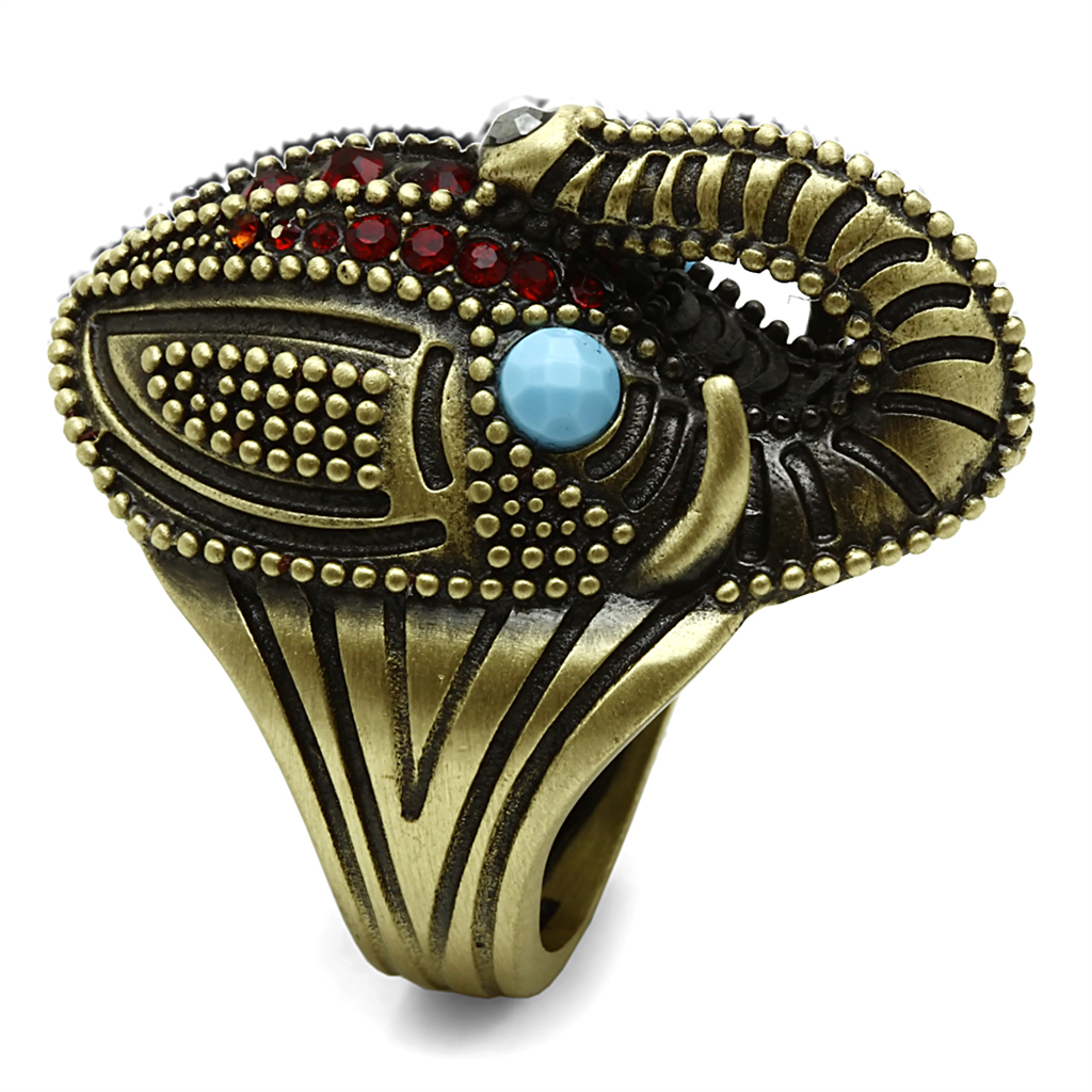 LO3887 - Brass Ring Antique Copper Women Synthetic Sea Blue