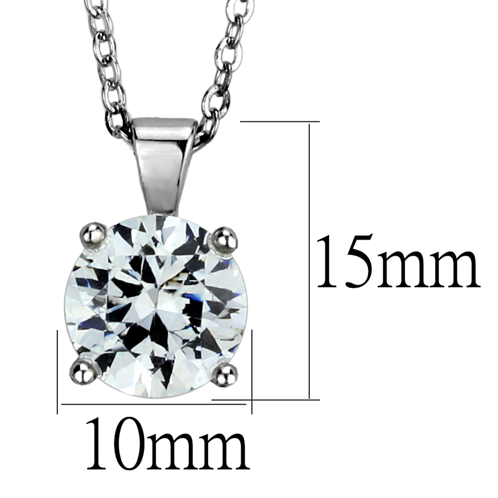 LO3932 - Brass Chain Pendant Rhodium Women AAA Grade CZ Clear