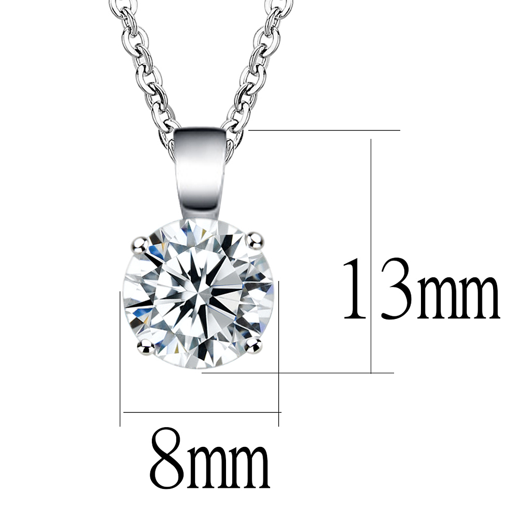 LO3933 - Brass Chain Pendant Rhodium Women AAA Grade CZ Clear