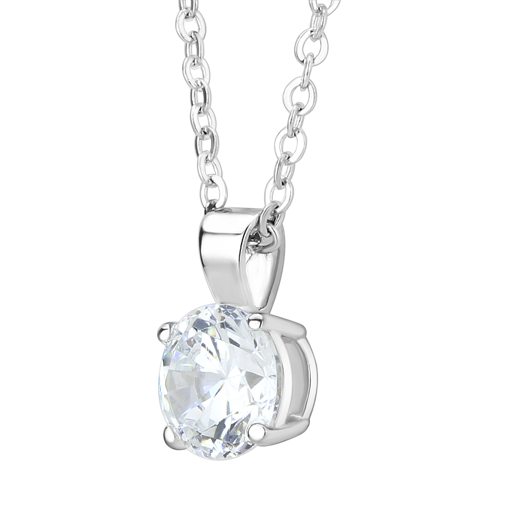 LO3933 - Brass Chain Pendant Rhodium Women AAA Grade CZ Clear