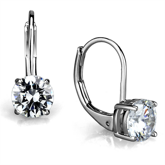 LO3947 - Brass Earrings Rhodium Women AAA Grade CZ Clear