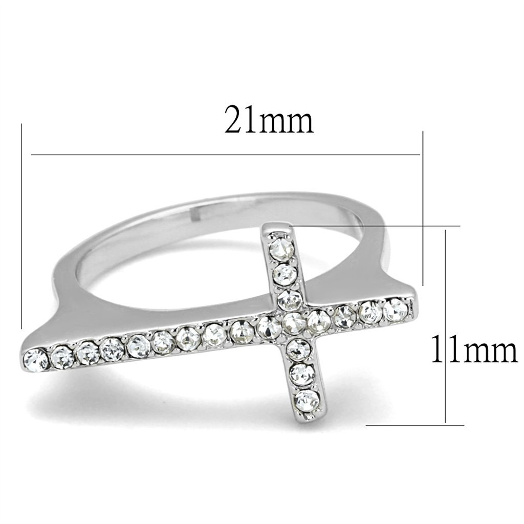 LO3976 - Brass Ring Rhodium Women Top Grade Crystal Clear