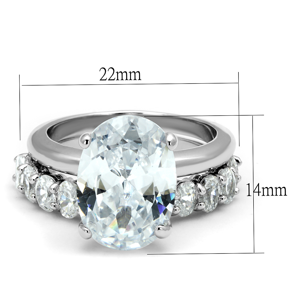 LO4089 - Brass Ring Rhodium Women AAA Grade CZ Clear