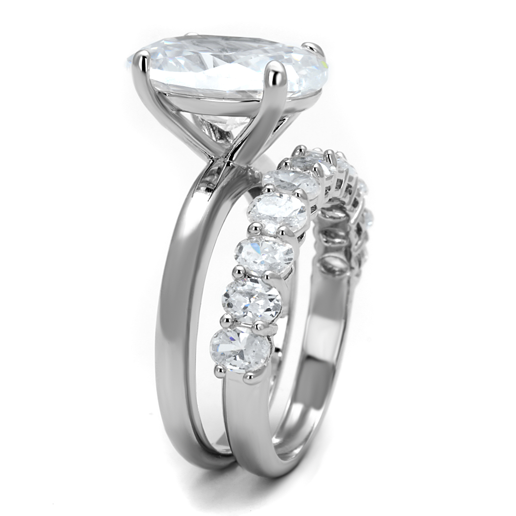 LO4089 - Brass Ring Rhodium Women AAA Grade CZ Clear