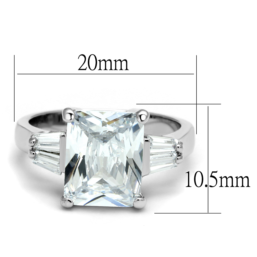 LO4091 - Brass Ring Rhodium Women AAA Grade CZ Clear