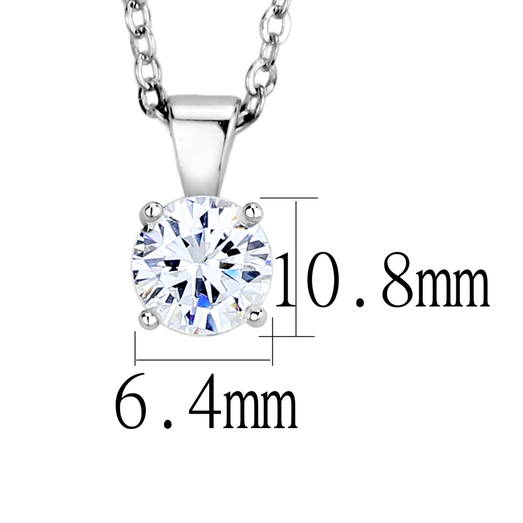 LO4129 - Brass Chain Pendant Rhodium Women AAA Grade CZ Clear