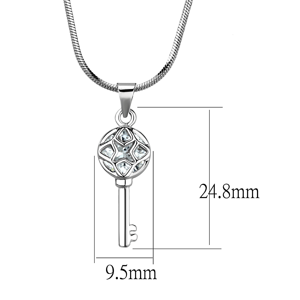 LO4158 - Brass Chain Pendant Rhodium Women AAA Grade CZ Clear