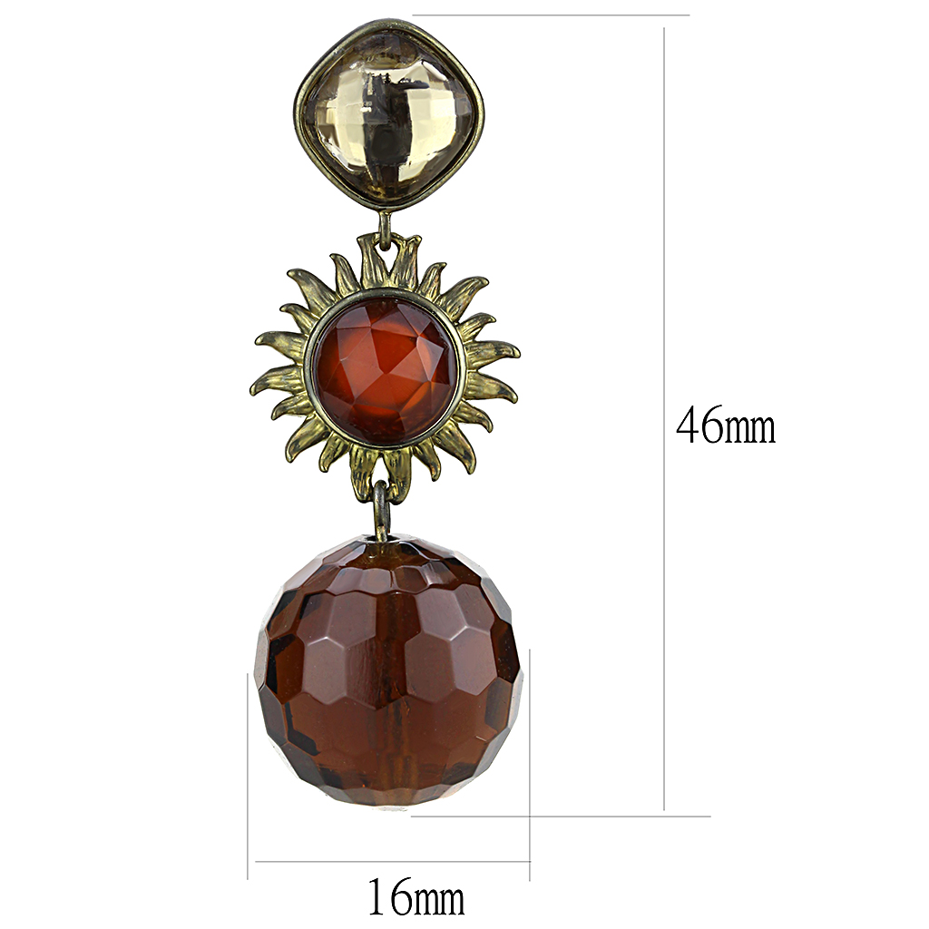 LO4179 - Brass Earrings Antique Copper Women Synthetic Brown