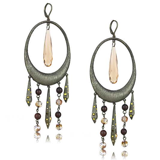 LO4192 - Brass Earrings Antique Copper Women Synthetic Champagne