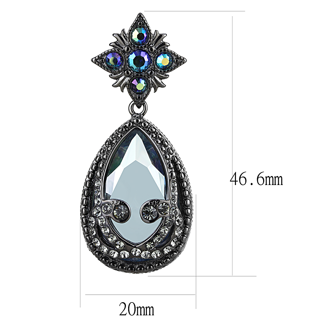 LO4201 - Brass Earrings TIN Cobalt Black Women AAA Grade CZ Clear