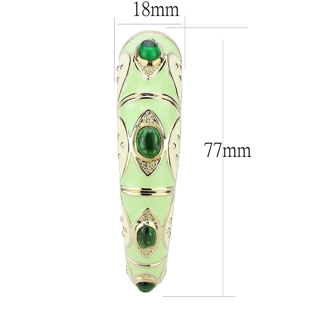 LO4267 - Brass Bangle Gold Women Synthetic Emerald