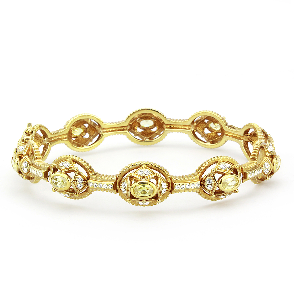LO4335 - Brass Bangle Gold Women AAA Grade CZ Citrine Yellow