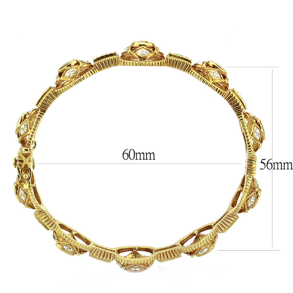 LO4335 - Brass Bangle Gold Women AAA Grade CZ Citrine Yellow
