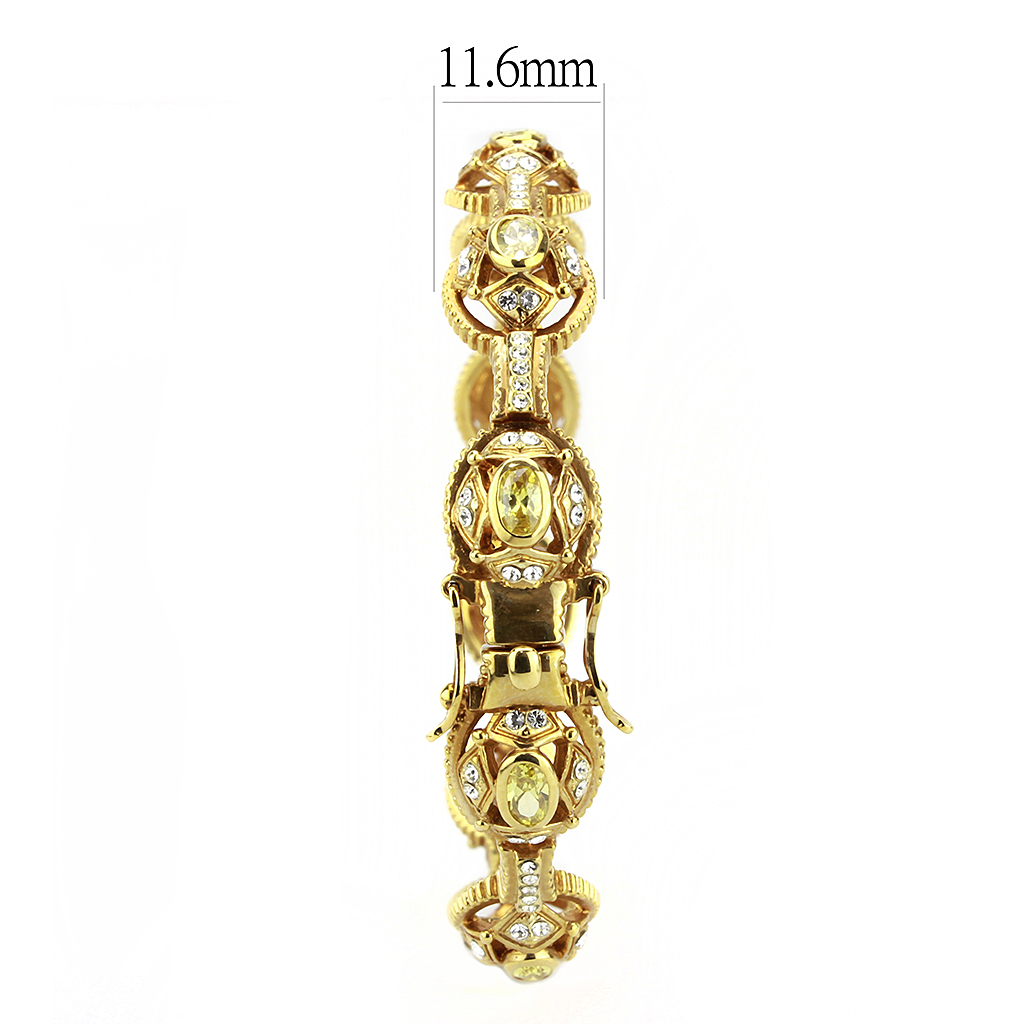 LO4335 - Brass Bangle Gold Women AAA Grade CZ Citrine Yellow