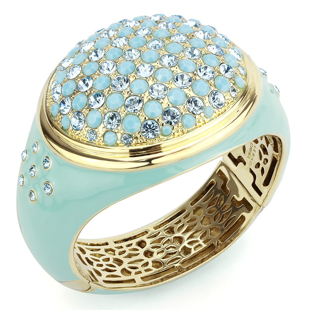 LO4350 - Brass Bangle Gold Women Top Grade Crystal Multi Color