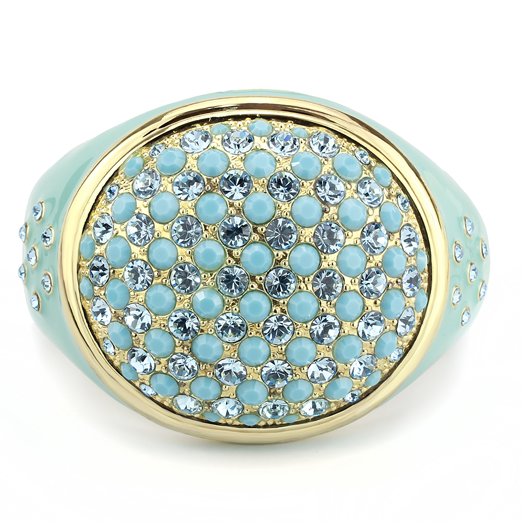 LO4350 - Brass Bangle Gold Women Top Grade Crystal Multi Color