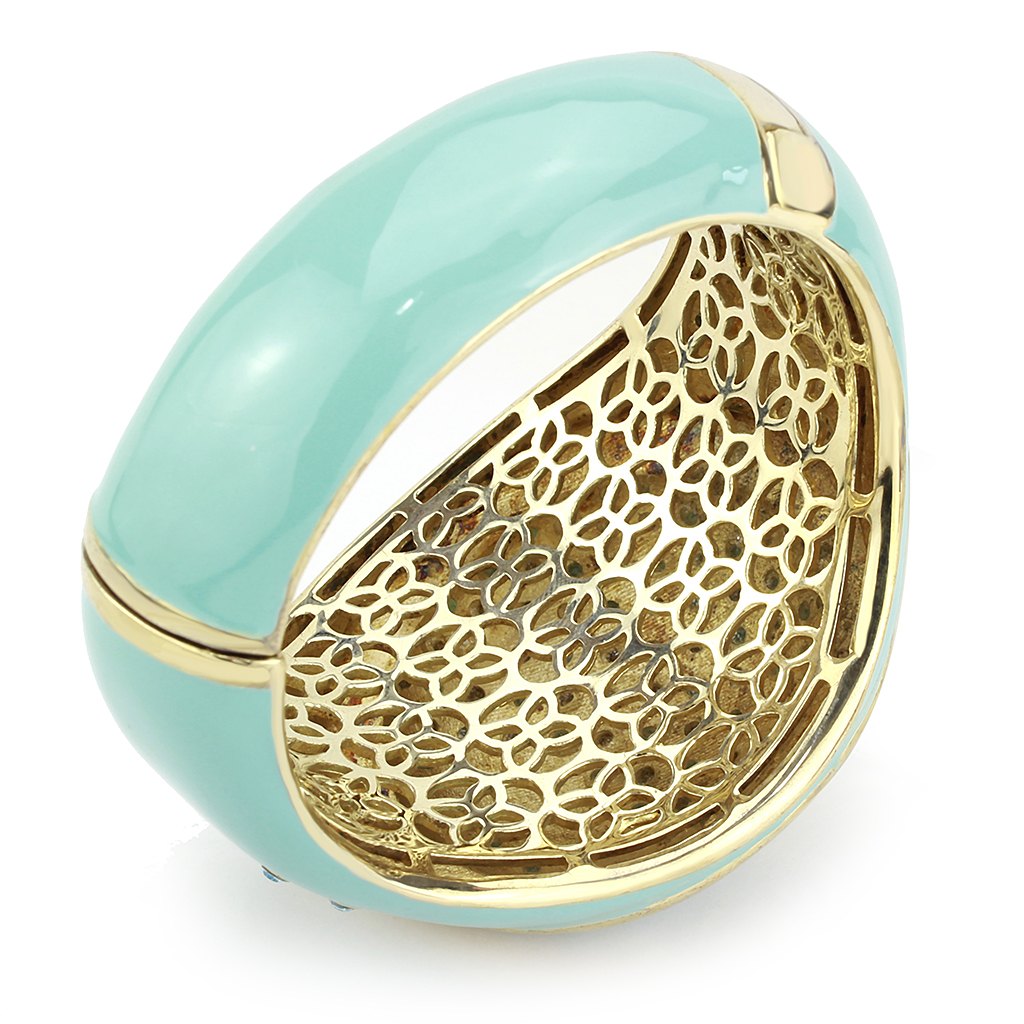 LO4350 - Brass Bangle Gold Women Top Grade Crystal Multi Color