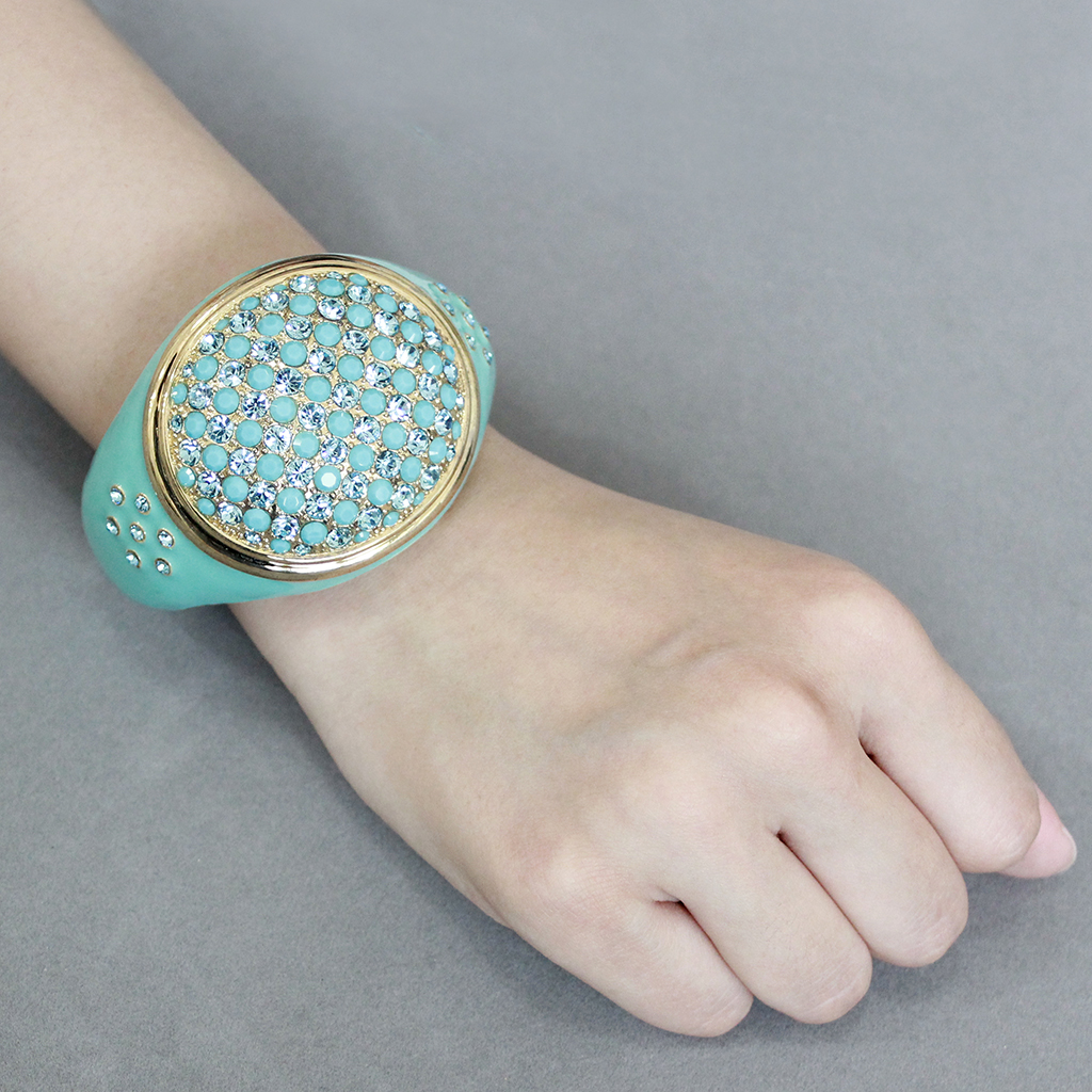 LO4350 - Brass Bangle Gold Women Top Grade Crystal Multi Color