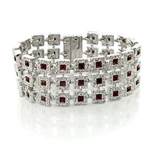 LO444 - Brass Bracelet Rhodium Women Top Grade Crystal Siam