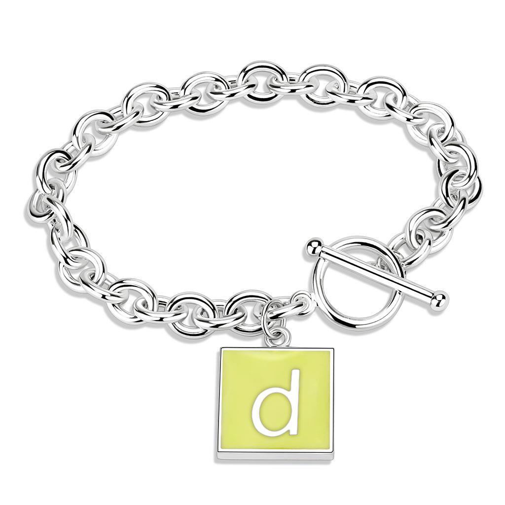 LO4645 - Brass Bracelet High-Polished Unisex Epoxy Emerald