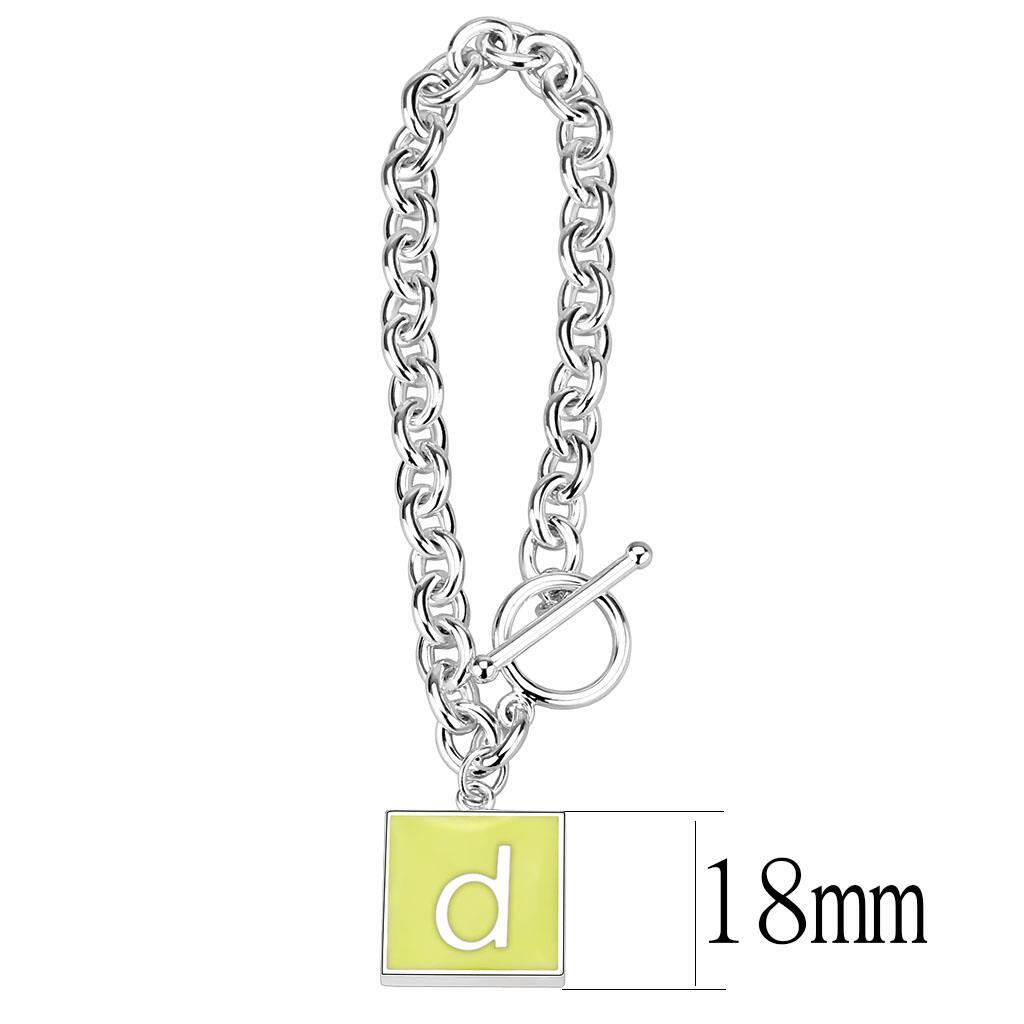 LO4645 - Brass Bracelet High-Polished Unisex Epoxy Emerald
