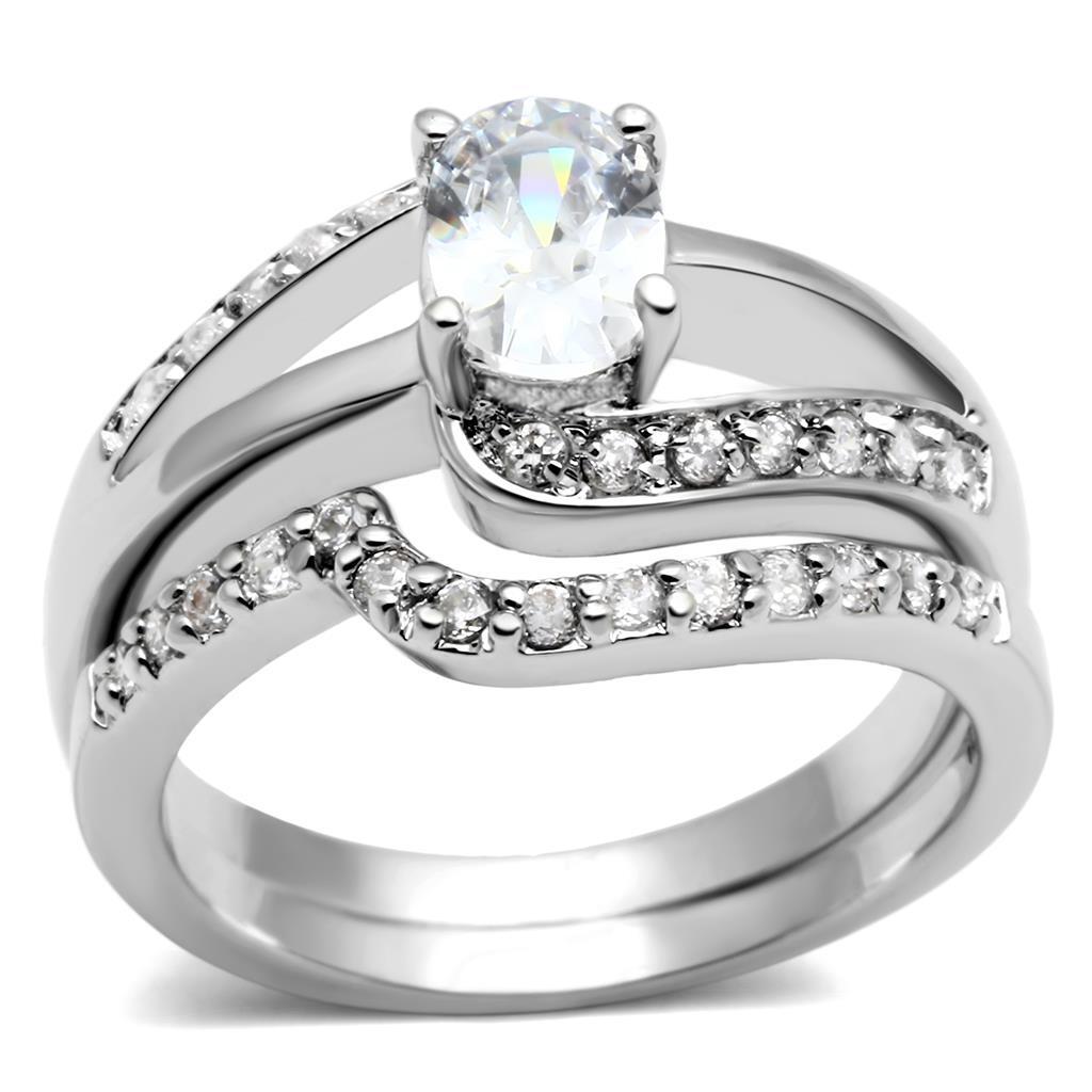 LO4712 - Brass Ring Rhodium Women AAA Grade CZ Clear