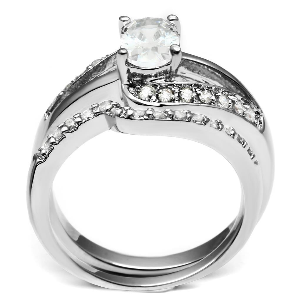 LO4712 - Brass Ring Rhodium Women AAA Grade CZ Clear