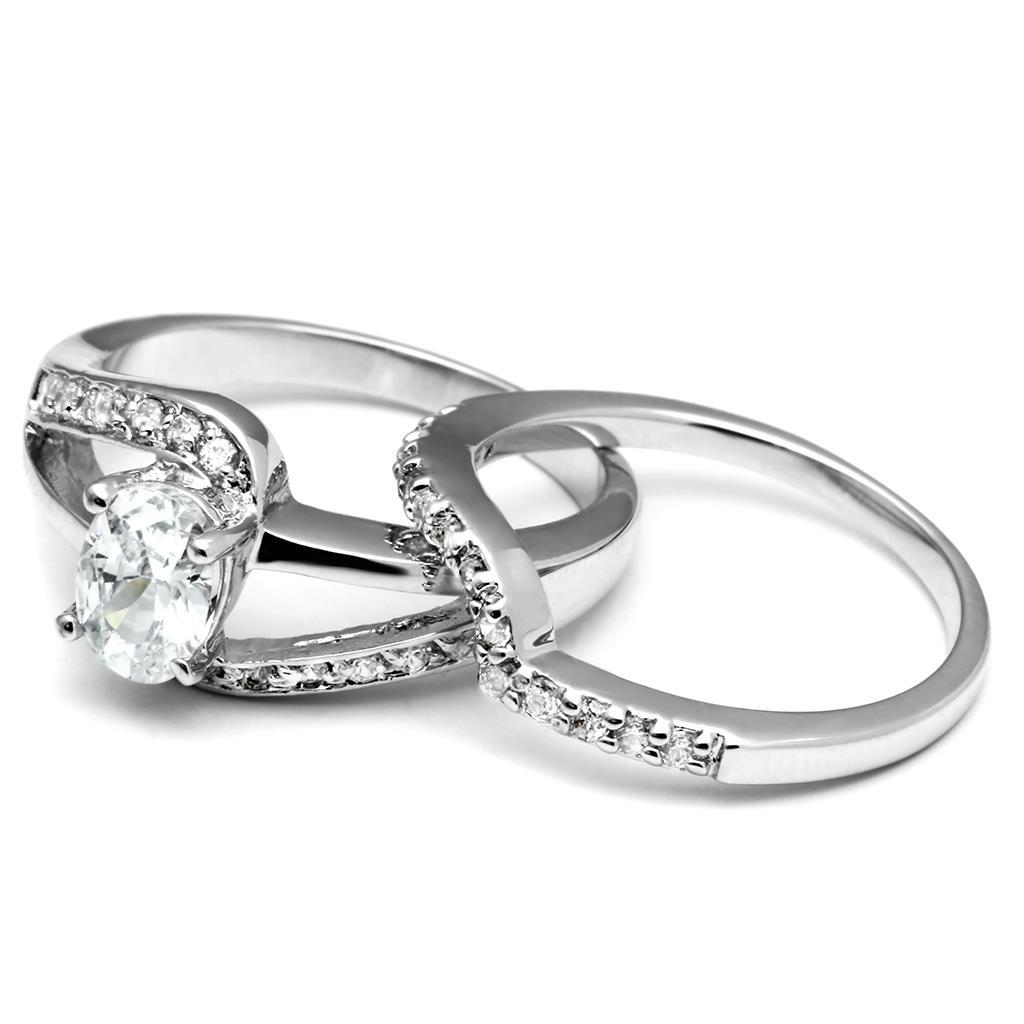 LO4712 - Brass Ring Rhodium Women AAA Grade CZ Clear