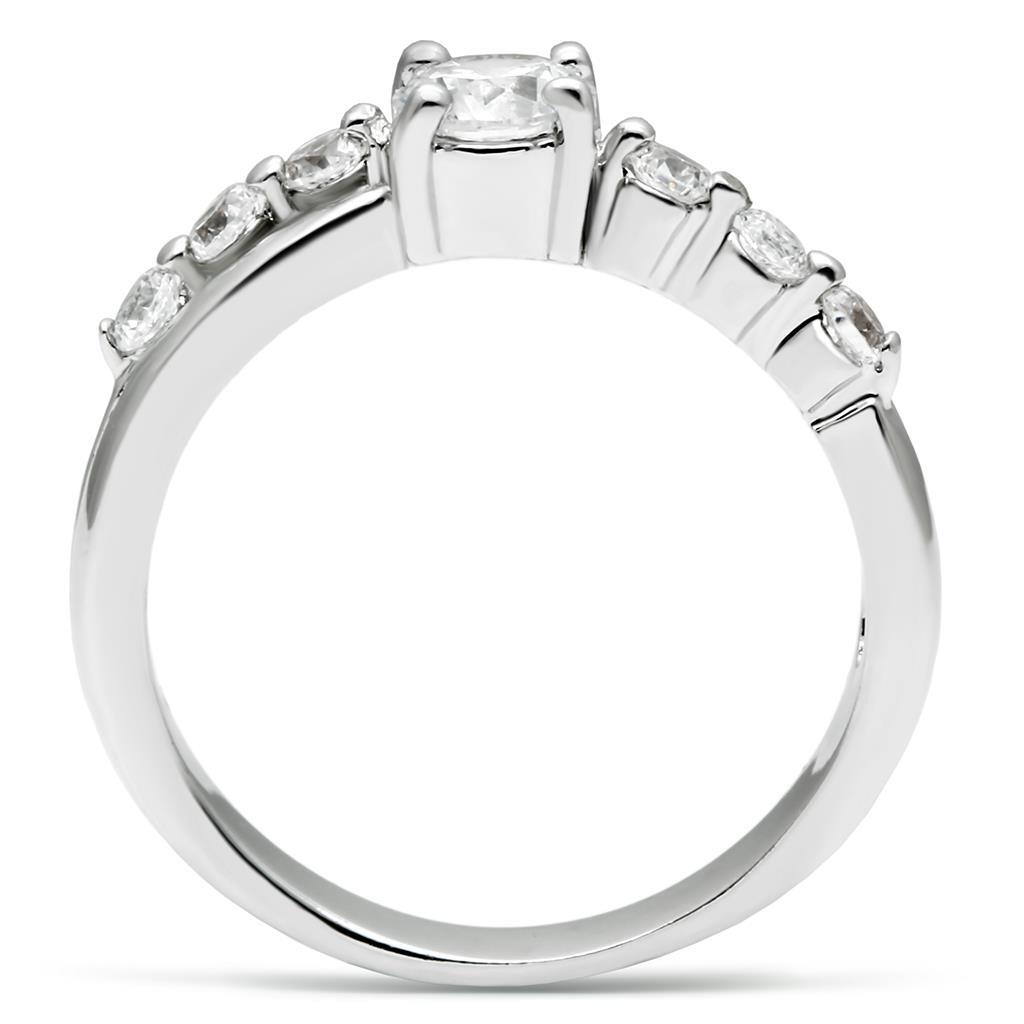 LO4713 - Brass Ring Rhodium Women AAA Grade CZ Clear