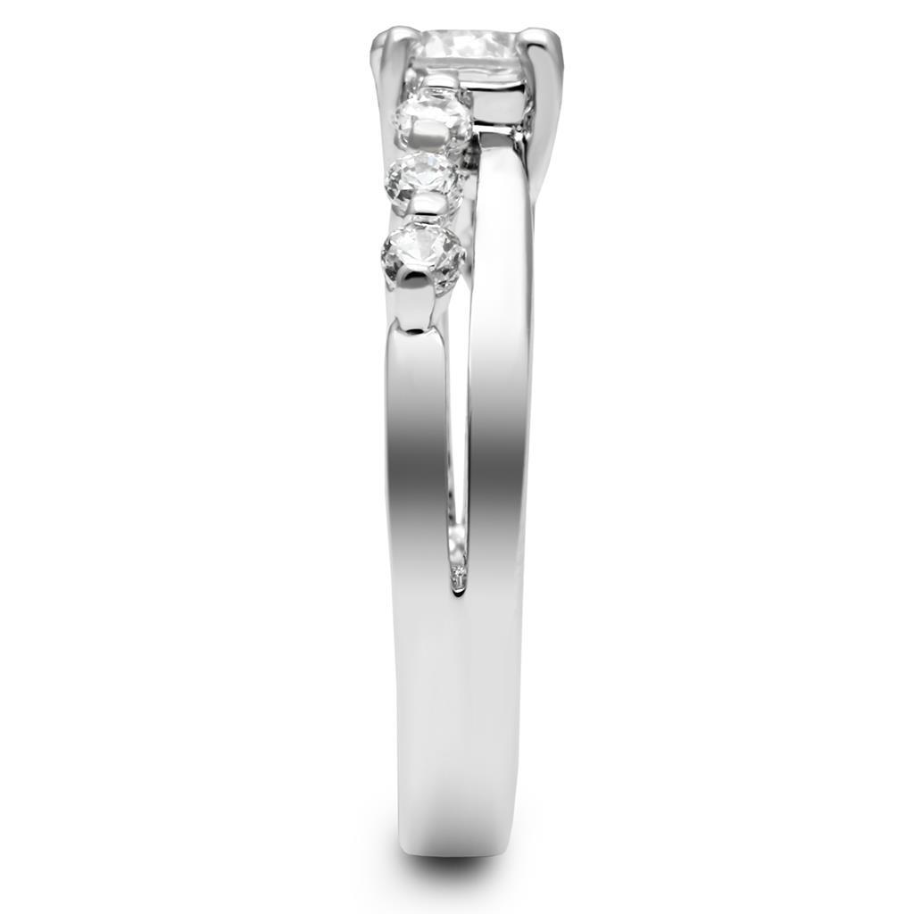 LO4713 - Brass Ring Rhodium Women AAA Grade CZ Clear