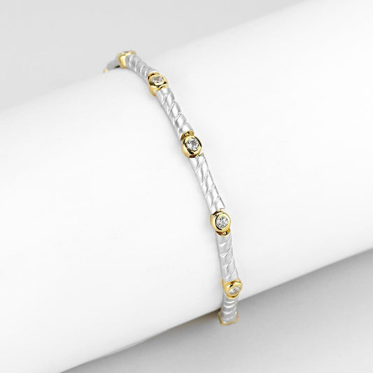 LO4734 - Brass Bracelet Gold+Rhodium Women AAA Grade CZ Clear