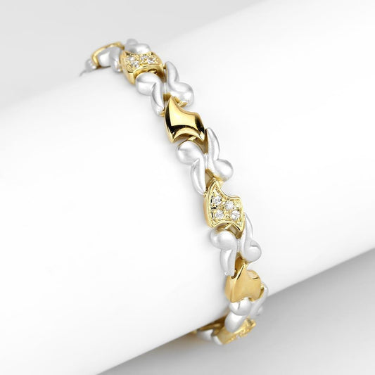 LO4736 - Brass Bracelet Gold+Rhodium Women AAA Grade CZ Clear