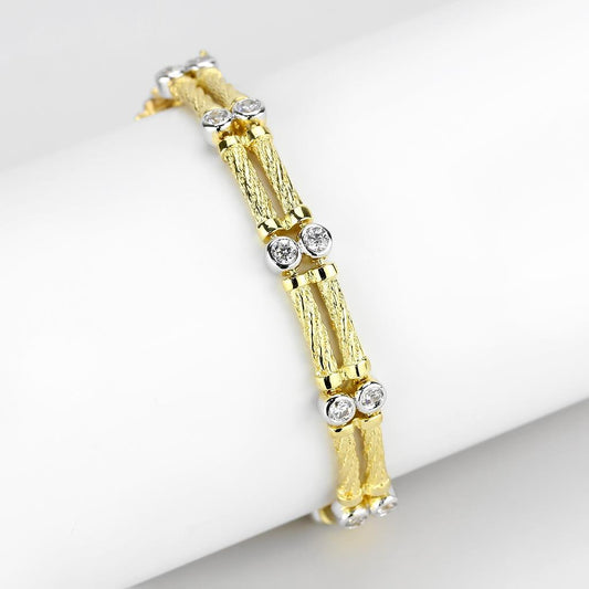 LO4737 - Brass Bracelet Gold+Rhodium Women AAA Grade CZ Clear