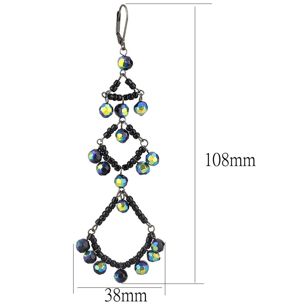 LO628 - Brass Earrings Antique Silver Women Top Grade Crystal Multi Color