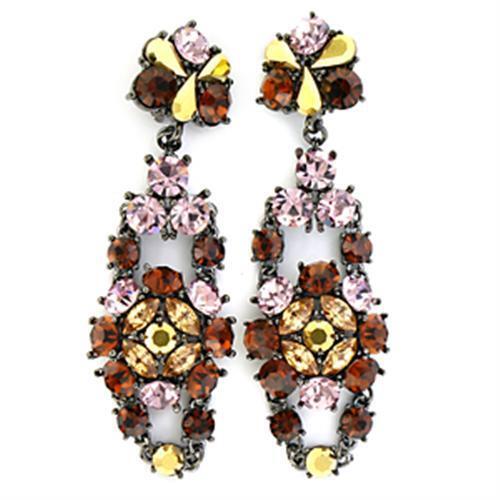 LO629 - White Metal Earrings Ruthenium Women Top Grade Crystal Multi Color